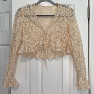 Cream Lace Cropped Blouse